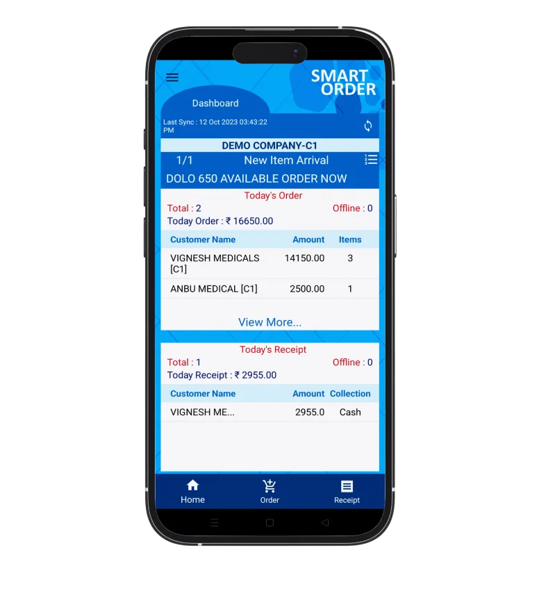 Smart Order App used for placing orders in distribution software