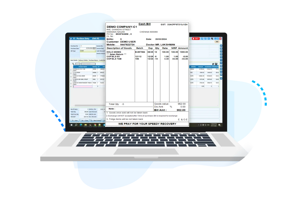 Billing software with custom invoice and print format options