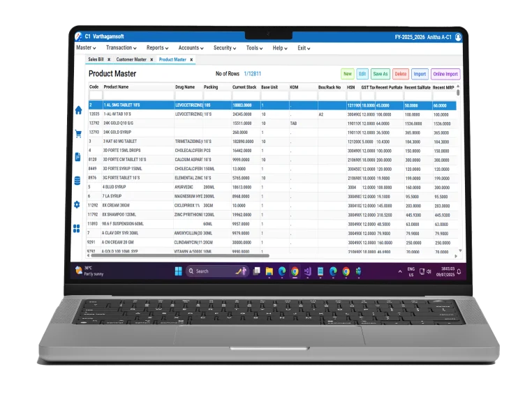 web inventory screen